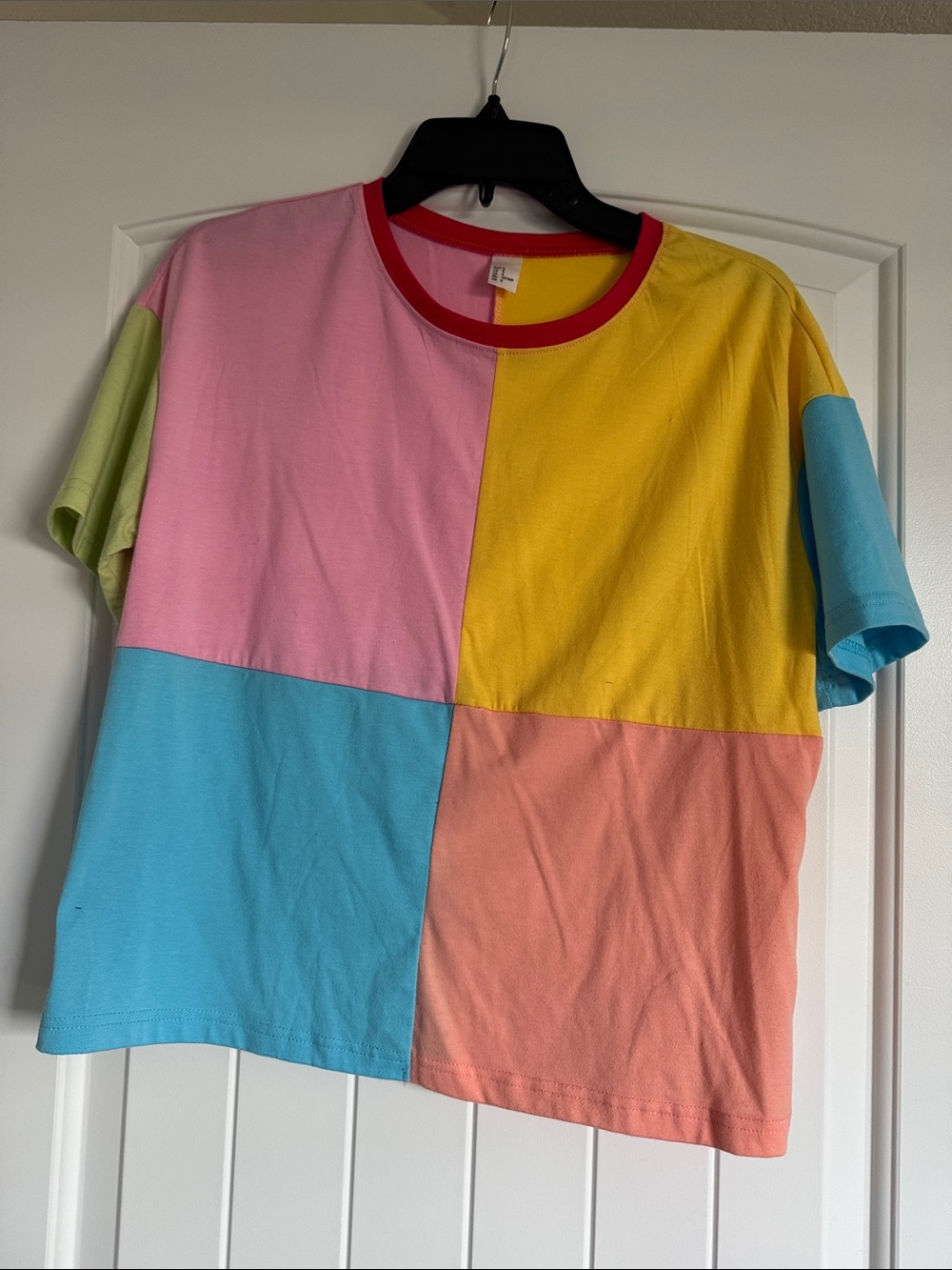 Amazon Colorblock Short Sleeve Tee - Pink, Yellow, Blue, Coral, Light Green, Red